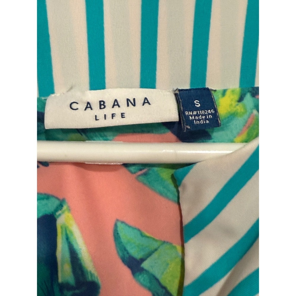 Cabana Life UPF 50 Womens Pink Tropical Banana Leaf Print Tunic Shift Dress - Picture 3 of 6